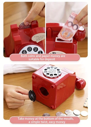 Retro-Telefon-Spardose Geschenk für Jungen und Mädchen Kinder-Fotografie-Requisiten Aufbewahrungsdose Zimmer-Foto-Requisiten Dekoration Geschenke – Detail 11