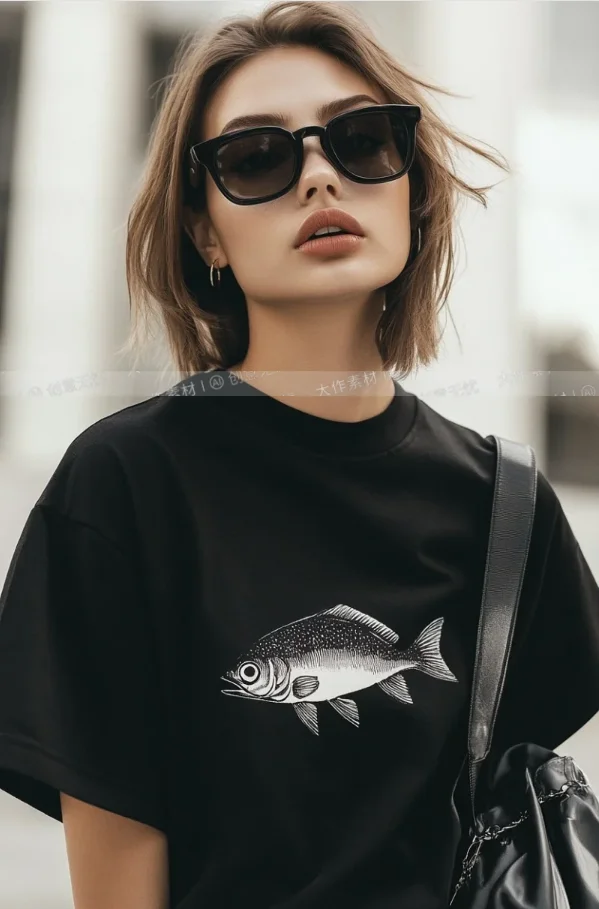 2025 المرأة العصرية العلامة التجارية رسالة موضة تي شيرت مطبوع Y2K فضفاضة ومتعددة الاستخدامات تي شيرت رياضي القطن زوجين الملابس #2