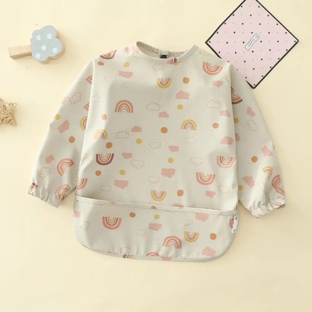 مريلة أطفال ناعمة قابلة للغسل في الغسالة بأكمام كاملة من عمر 6 إلى 54 شهرًا مريلة مقاومة للماء قابلة للتعديل تغطية كاملة مريلة للأطفال الصغار #2