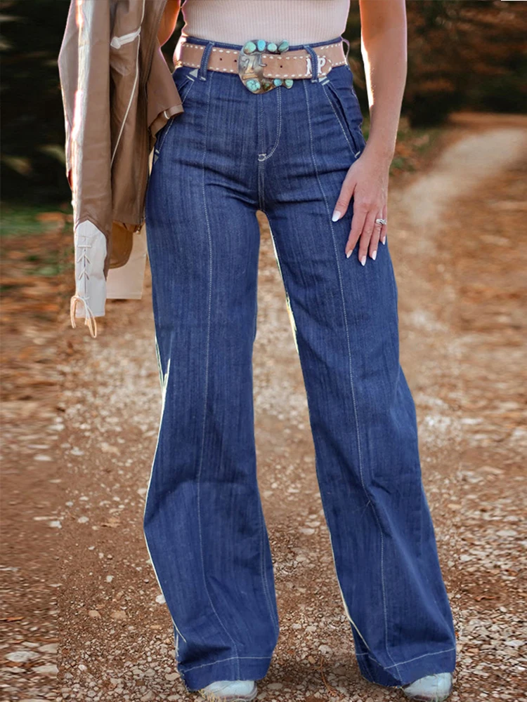 Vintage Washed High Rise Wide Leg Jeans