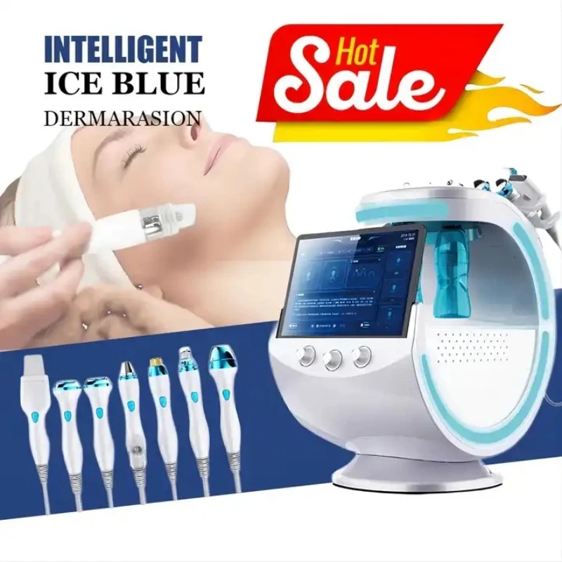 2024 Smart Ice Blue Oxygen Facial 7 in 1 RF Aqua Skin Dermabrasion oxygen hydro facial Machine