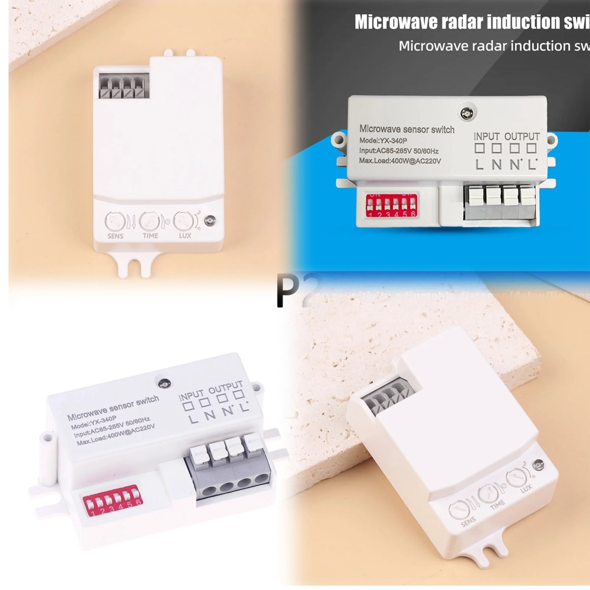 AC 85V-250V 5.8GHz Microwave Radar Sensor Switch Human Body Motion Detector For LED Light Sensors Controller Switch