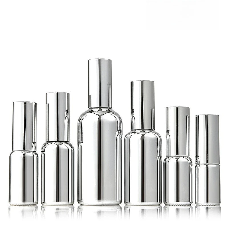 

5-100ml Silver Electroplated Glass Perfume Bottle Leak-Proof, Portable Refillable Container for Essential Oil & Lotion Samples