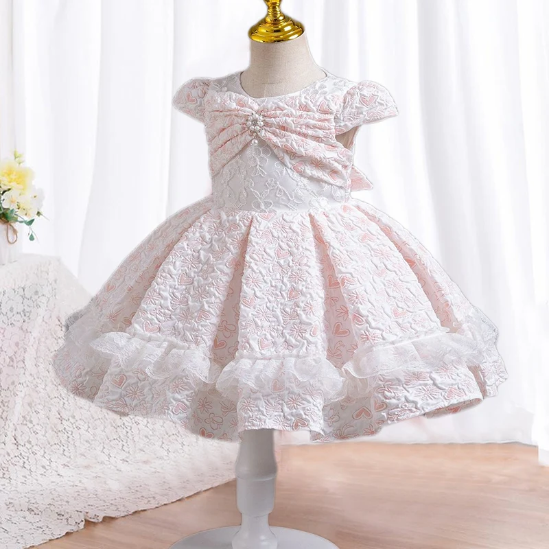 

Girls 1 Year Birthday Princess Dress Lace Christening Gown Baby Clothing White Baptism 0-4Y Children’s Dress