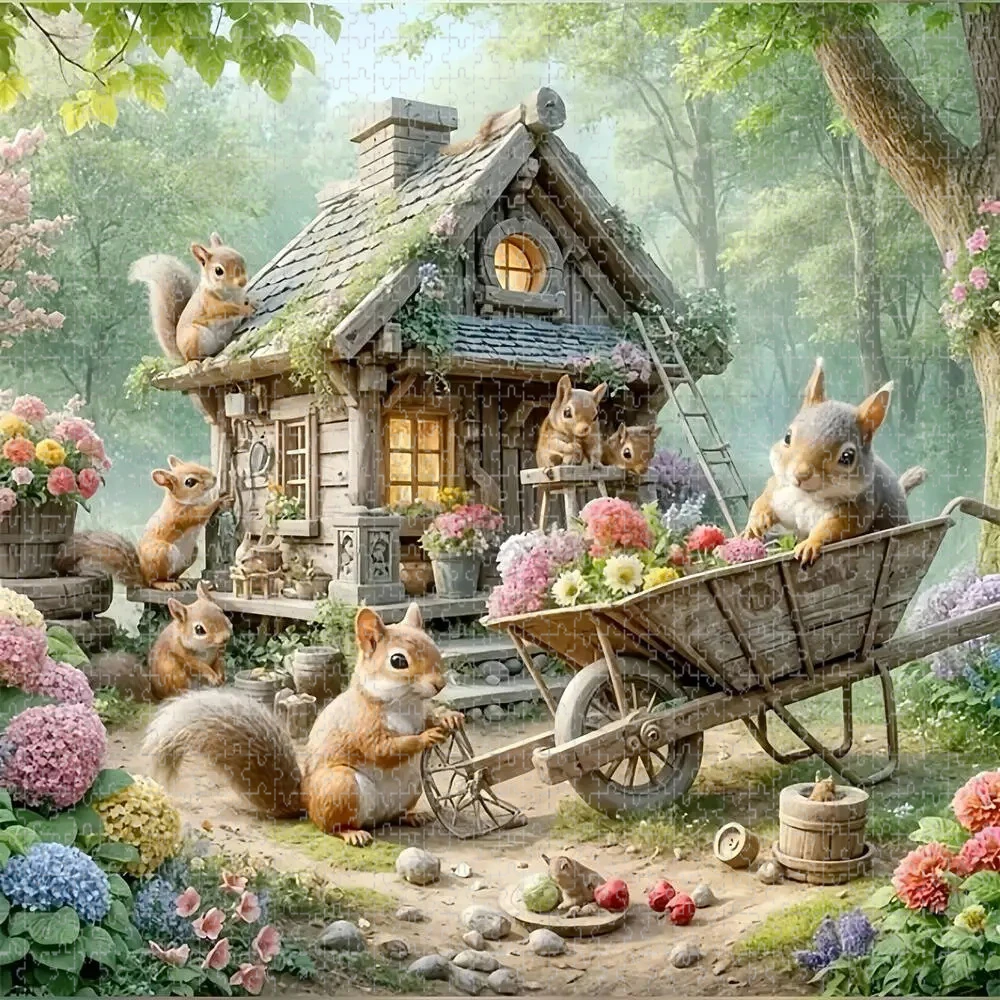 

Пазл для взрослых из 1024 деталей: Домашняя белка, животный пейзаж. Игрушка для снятия стресса, идеальный праздничный подарок для творческих занятий своими руками.