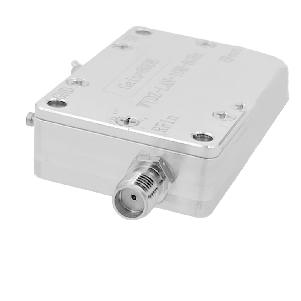 مكبر صوت LNA عالي الكسب مع موصل أنثى SMA لمحرك إشارة الترددات اللاسلكية ، مستقبل إشارة ، مستقبل نظام تحديد المواقع ، LNA ، 10 ميجا هرتز-6 جيجاهرتز ، 60 ديسيبل