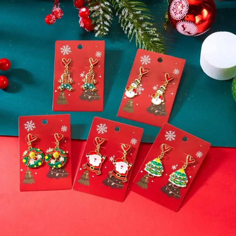 31BF Fashionabe Earring Christmas Theme Drop Earrings Stylish Ear Jewelry Alloy Texture Suitable for Various Occasion Wear