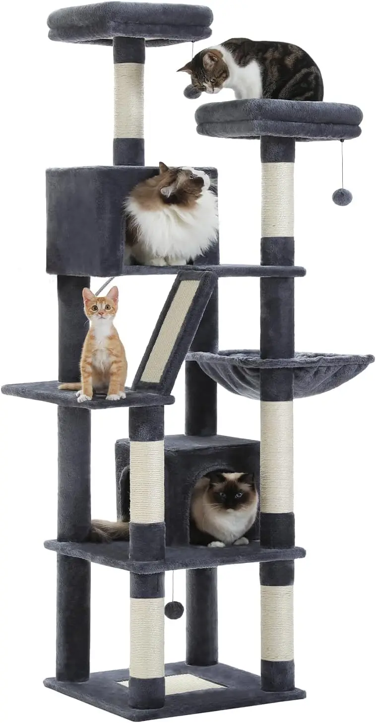 

Tall Cat Tree 70.9", Large Cat Tower for Indoor Cats, Multi-Level Plush Cat Condo with 6 Scratching Posts, 2 Scratching Boards