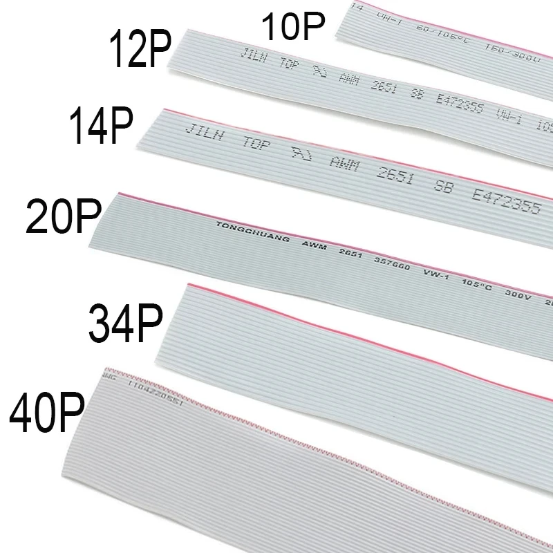 1/2/5Meter 6P/8/10/12/14/16/20/26/30/34/40/50/60 Pin 1.27mm Pitch Gray Flat Ribbon Cable 28 AWG Wire For 2.54mm FC IDC Connector