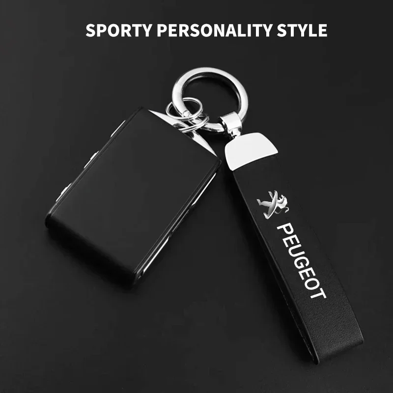 

Car Key Chain Rings Metal Leather Keychain Exquisite Anti-lost Keyring For Peugeot 307 206 308 207 208 406 407 408 3008 4008