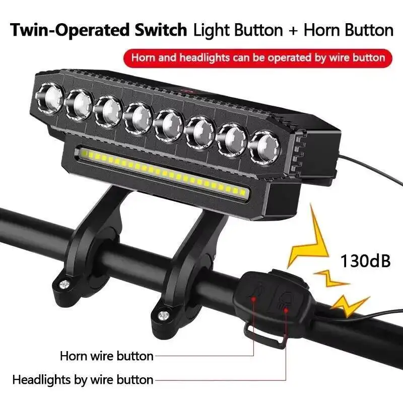 

ESLNF Charging Bike Flood 5/8 Horn With Bright Bicycle Speaker USB Road High LED Front Bell Light