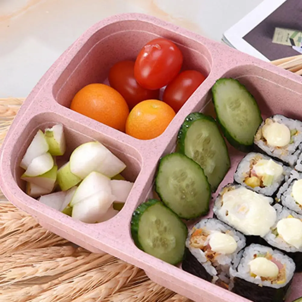 -free Lunch Box 4pcs Divided Lunch Box Set 4-compartment Snack Containers with Lids Reusable -free Meal Prep Food for Travel