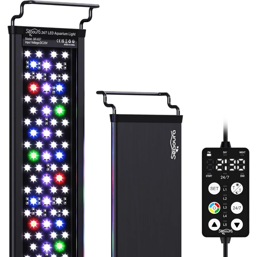 

Full Spectrum Aquarium Plant Light with Timer, Memory, Adjustable Brightness for Freshwater Tanks