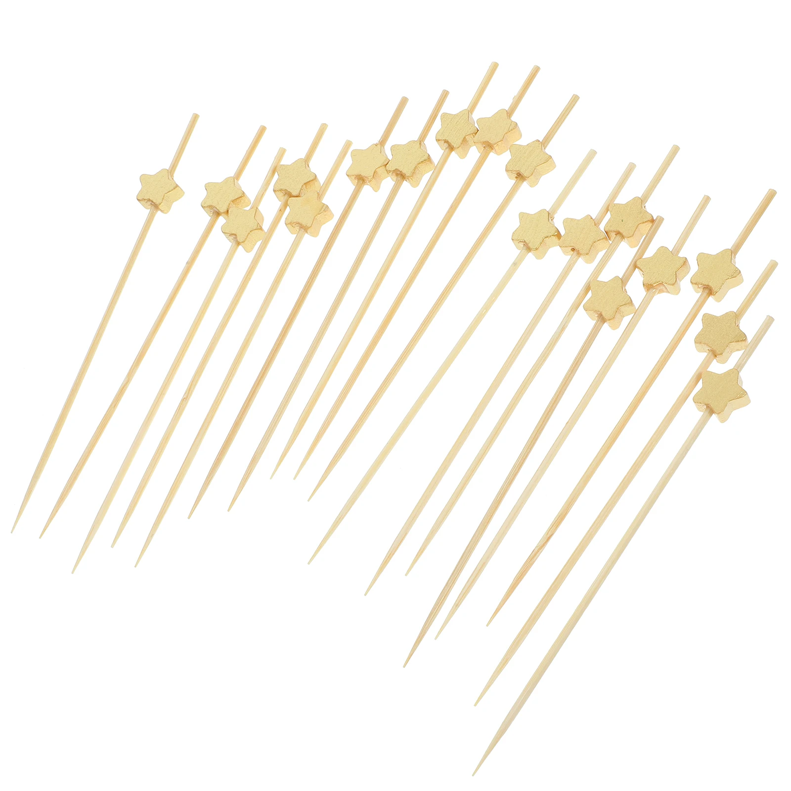 

100pcs Golden Star Picks Bamboo Toothpicks Party Supplies Disposable Appetizer Decorations Sturdy Skewers