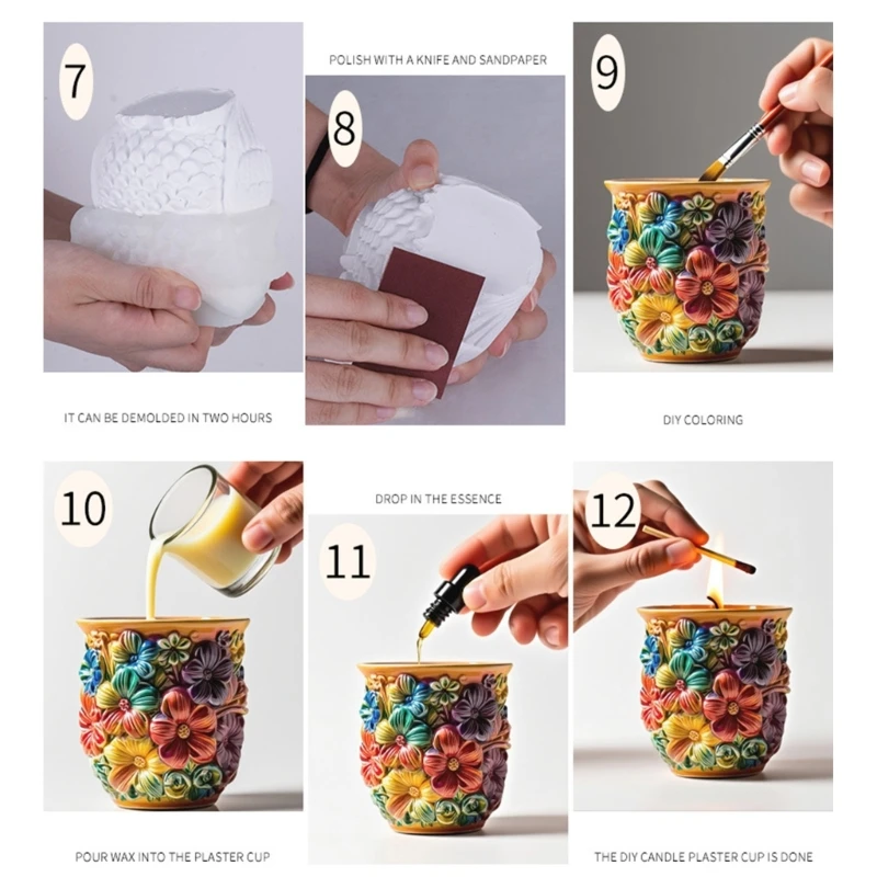 Flexible Reusable Flower Pot Silicone Mold Cup Vase Storage Silicone Mold For Concrete Cement Resin Art Projects