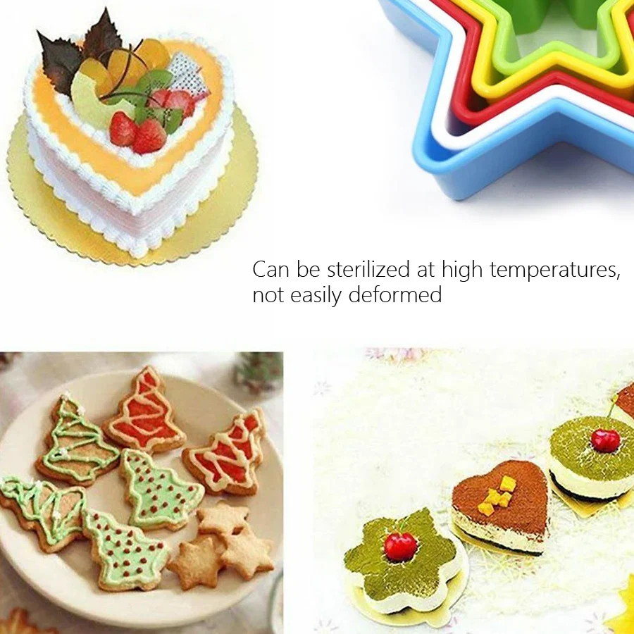 5Pcs/set Heart Star Xmas Tree Shape Cookies Cutter Molds Biscuit Plunger Forms For Baking Mousse Cake Decor DIY Tools