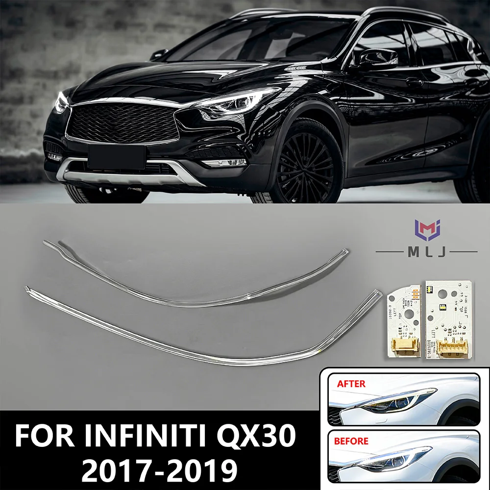 

For Infiniti QX30 Q30 2017-2019 Car DRL Headlight Light Guide Strip Daytime Running Light Tube Bar LED Light chip B010391-B 90-B