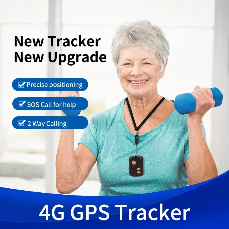 4G GPS Locating Pendant SOS Two-Way Call Tracking Device Elderly Auto Fall Alarm Fence Emergency Alarm for Old People Children