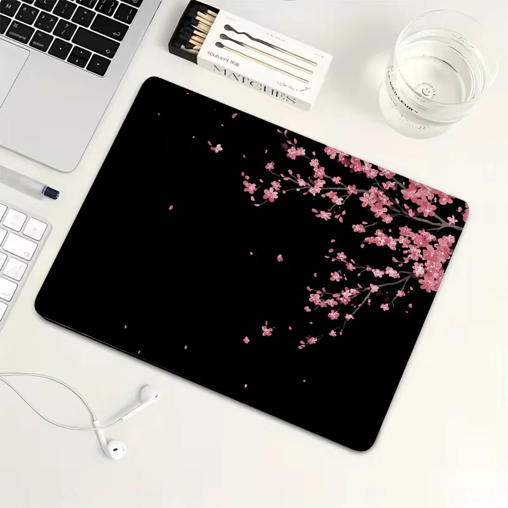 Black Cherry Blossom Small Mouse Pad Rubber Gaming Mouse Pad Mechanical Keyboard Mat PC Gaming Accessories Computer Desk Pad