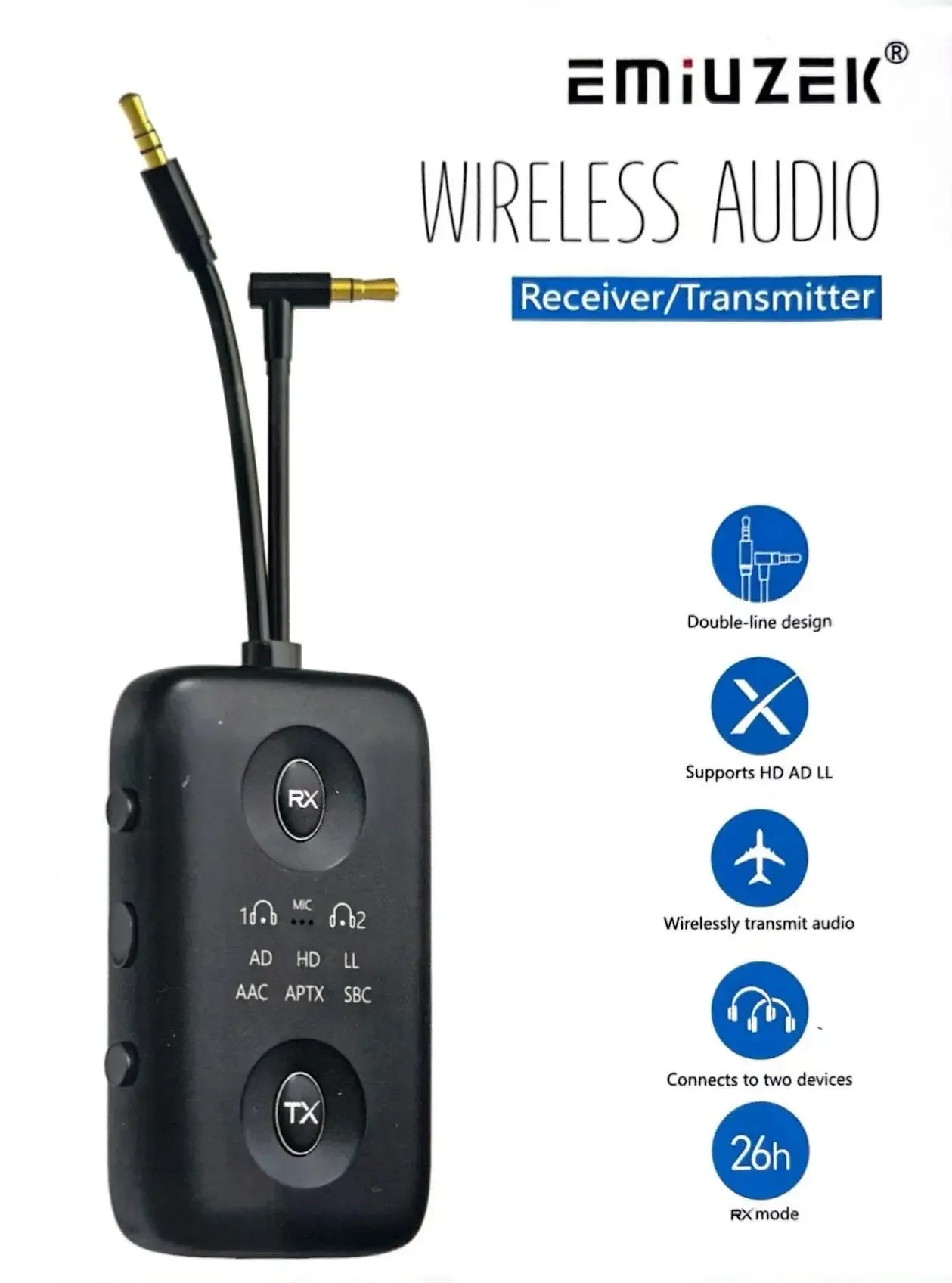

Bluetooth 5.4 Receiver and Transmitter LE519 Support Dual stream Support Multipoint 3.5MM audio input/output plug Support RX, TX