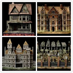 Halloween Horror nawiedzona budowa domu kolekcja 3D Model papieru DIY ręcznie zabawka do montażu ozdoby