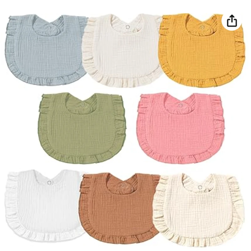 

6pcs Baby Muslin Bibs for Baby Girl & Boys, Bandana Bibs Soft Drool 100% Cotton Bibs Organic Lap-Shoulder Bibs Toddlers Infants