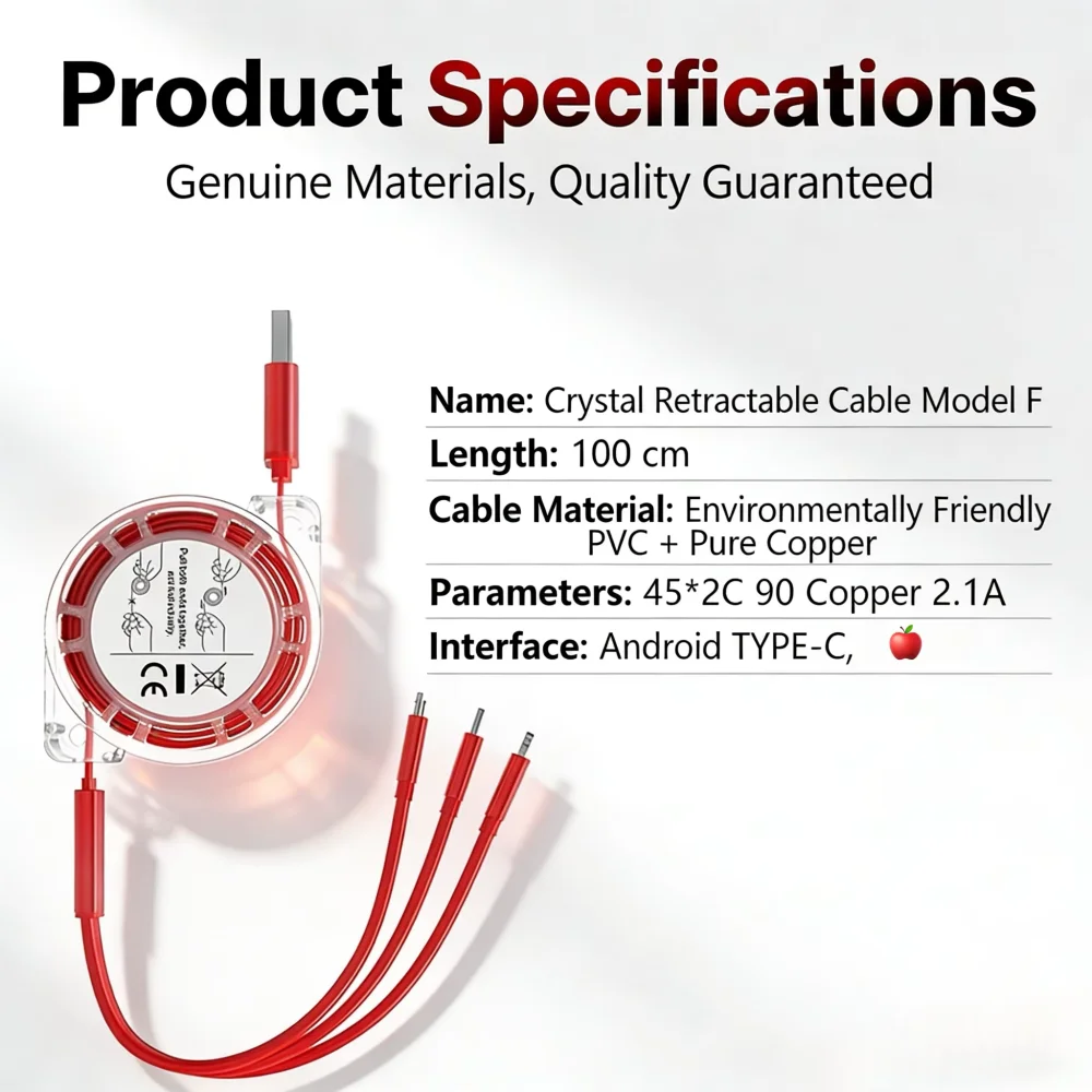 3 in 1 Retractable Data USB Cable Type C Fast Charging Cable – Multi Charger Cord For iPhone Android Phone Type C Xiaomi Huawei view 2