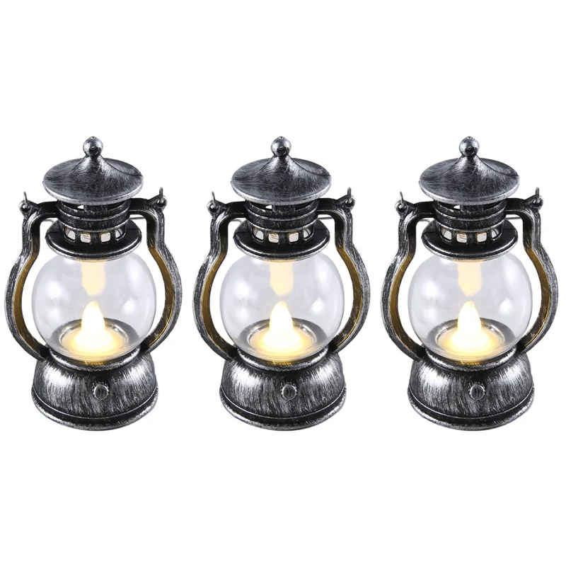 

ABXD 12 Pcs Vintage Lantern Operated Lantern With LED Candle Hanging Candle Lanterns Battery Silver