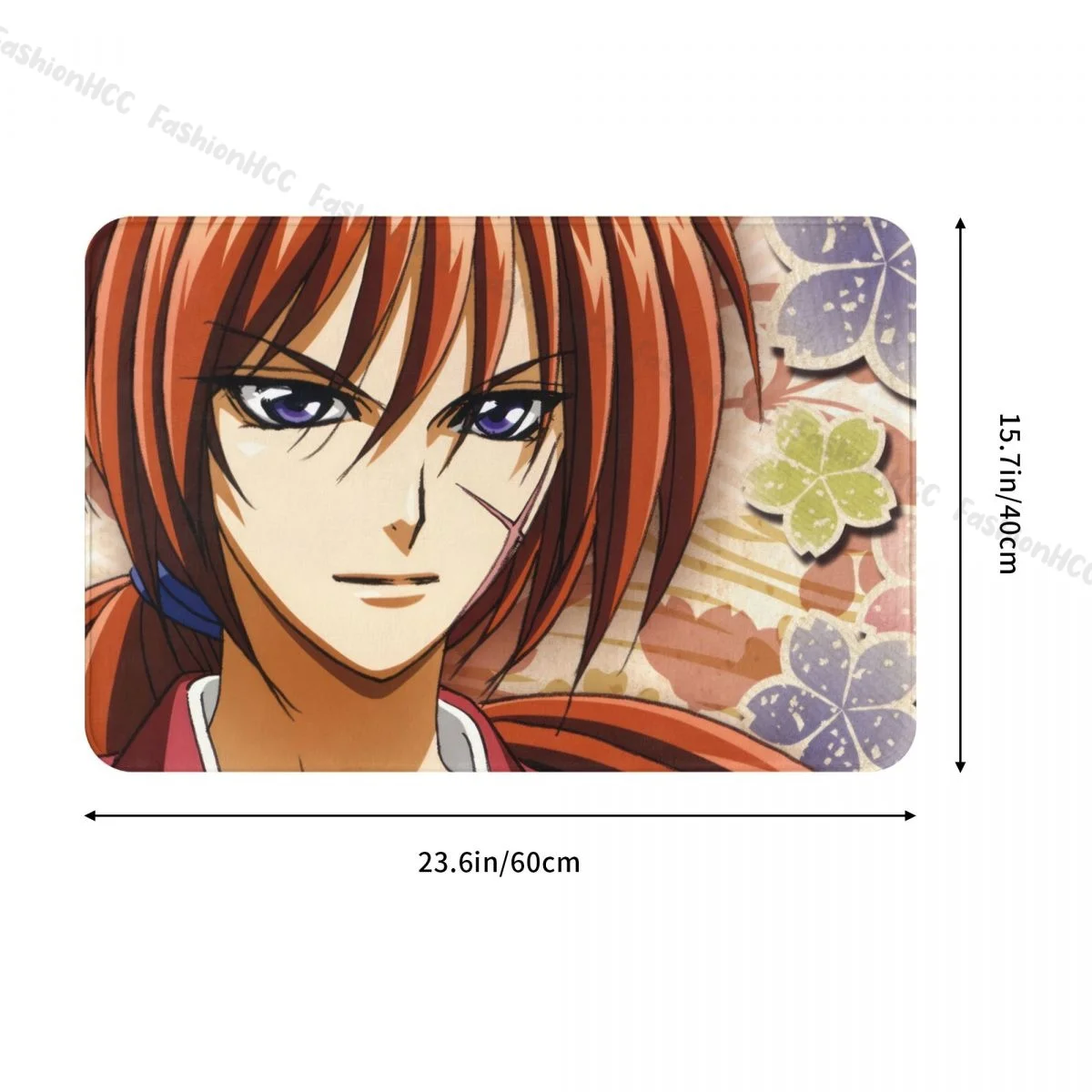 Rurouni Kenshin Manga Bath Mat Kenshin Himura Retro Doormat Flannel Carpet Entrance Door Rug Home Decoration