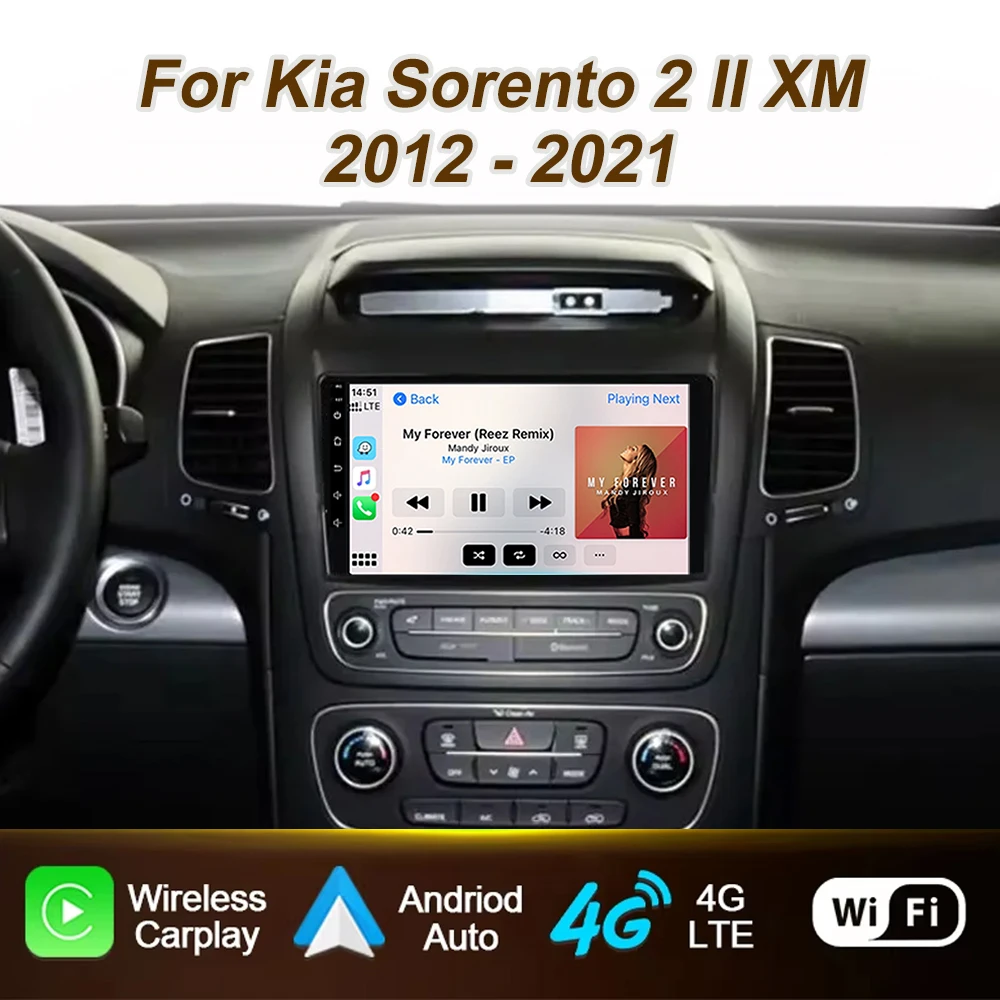 Car Radio For Kia Sorento 2 II XM 2012 2013 - 2021 Carplay Android Auto Stereo Multimedia Player Stereo 4G GPS Wifi Navigation