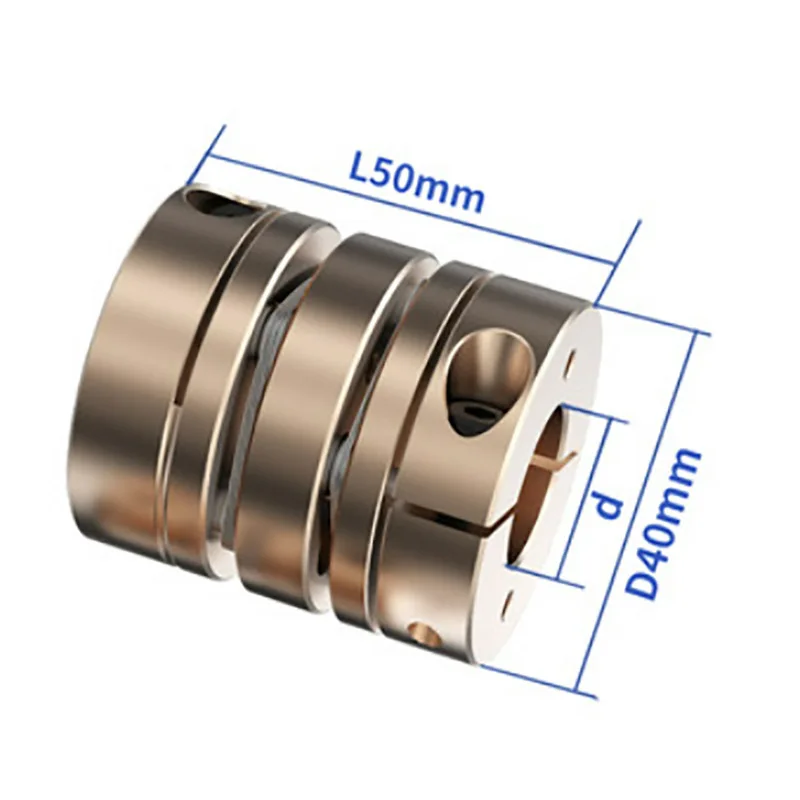 New D40L50 Flexible Double Dual Diaphragm Coupling High Torque Aluminium Coupler Hole 6mm - 19mm CNC Motor Ballscrew Connector