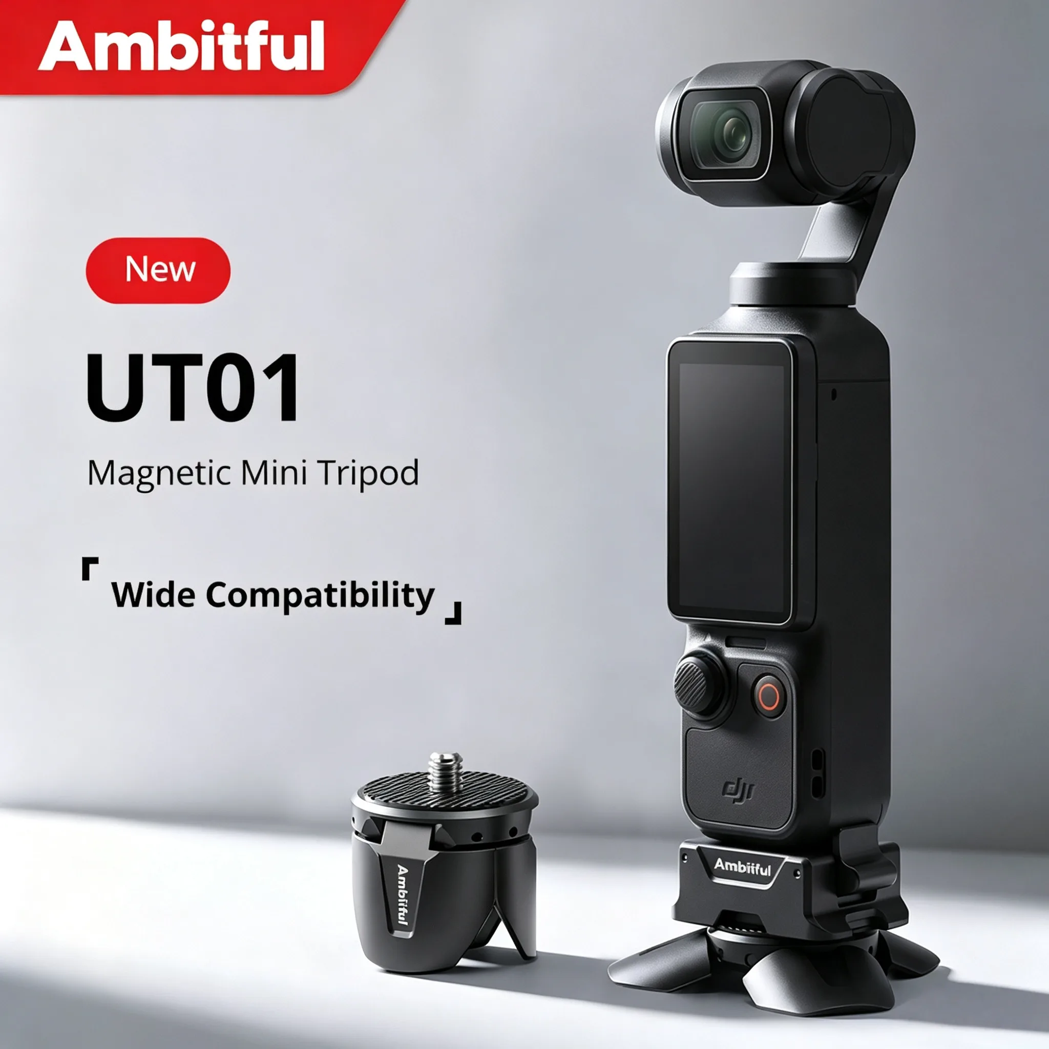 Mini trépied de bureau magnétique Ambitful UT01 pour caméra sportive DJI Osmo Pocket 4/3 Action 4 Nano