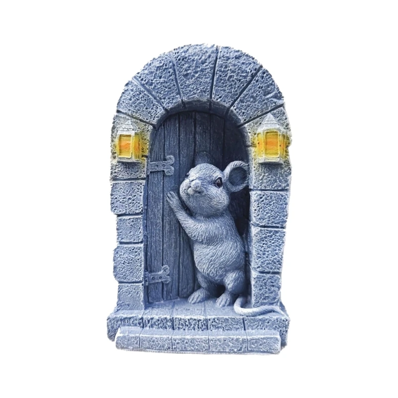

Delightful Mouse Peeking Through Door Resin Ornament Perfect For Indoor Outdoor