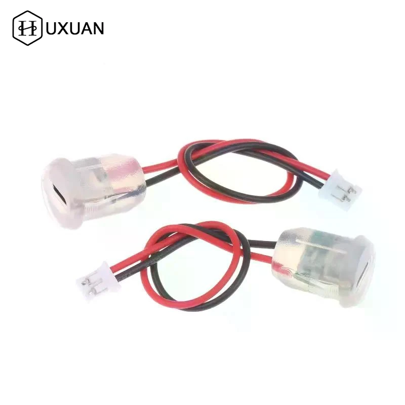 【NEW】1/3/5Pcs Type C Female Socket Jack Connectors Waterproof 2 Wire Pigtail Cable With LED Lights 3A 5V Fast Charger Power Port
