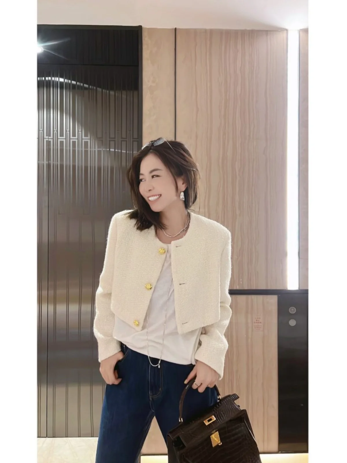 

Tang ort Little Fraance Sle Woolen Jaet Cozy Fit Faionable Autumn Outerwear for Women Button Closure Long Sve