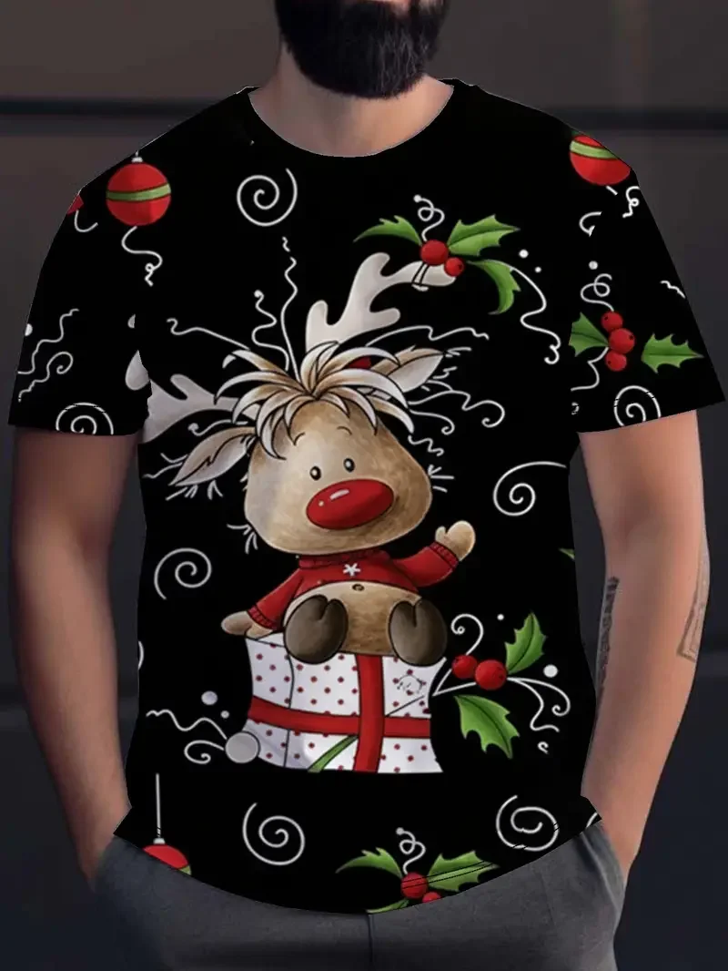Best-selling Santa Claus Clothing 3D Printed Christmas Men Women T-shirt Short-sleeved Men's Fashionable Breathable Top Clothing