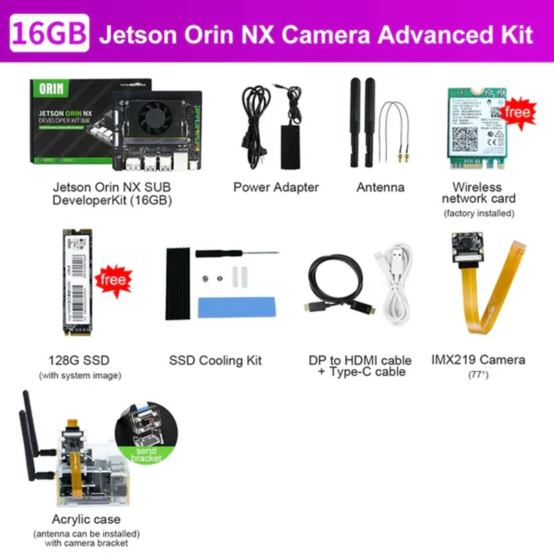 Kit de développement Jetson Orin NX SUB, 8 Go, 16 Go de RAM, basé sur NVIDIA Core Tech pour les performances de projet ROS AI, Deep Learner