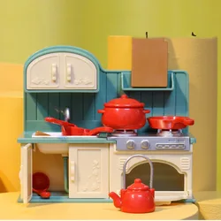 Leśne meble rodzinne Kitchken miniaturowa scena dekoracja szafki zabawki Mini rodzinny domek dla lalek Model mały udawać zabawę