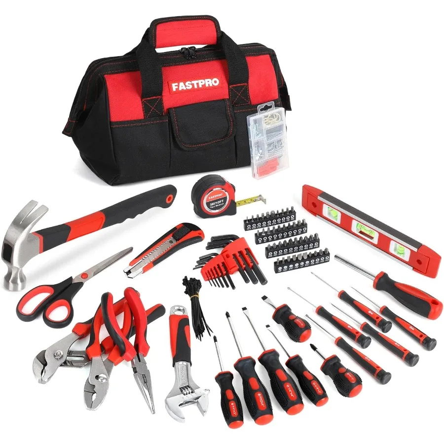 

FASTPRO 220Piece Home Tool Set for Household Repairing and Maintenance Tasks Includes 12Inch Wide Mouth Open Storage Tool Bag i