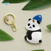 Lotus Panda Access Card Holder PU leather Cute Rabbit Pendant Keychain Creative Keyring Access Control Card Cover