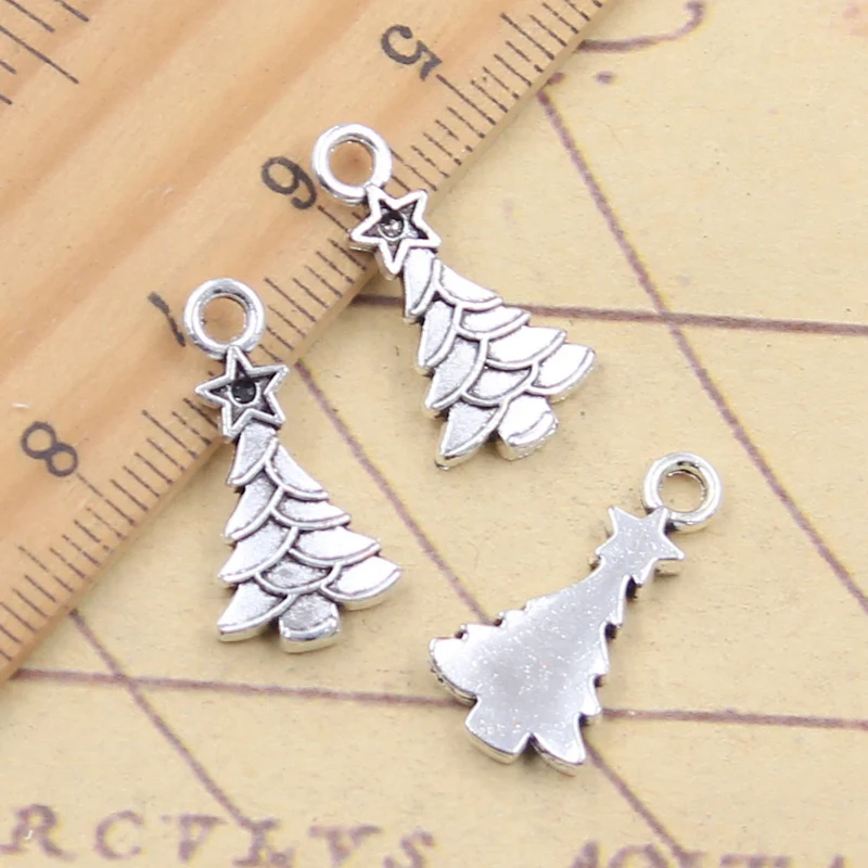 20pcs Charms Star Christmas Tree 20x11mm Tibetan Silver Color Pendants Antique Jewelry Making DIY Handmade Craft