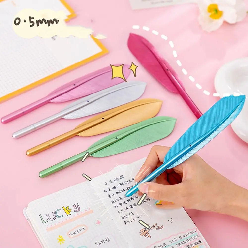 

Creative Beautiful Signature Pen School Supplies Neutral Pen Stationery 0.5mm Feather Gel Pen Signing Pen Writing Pen Ballpoint