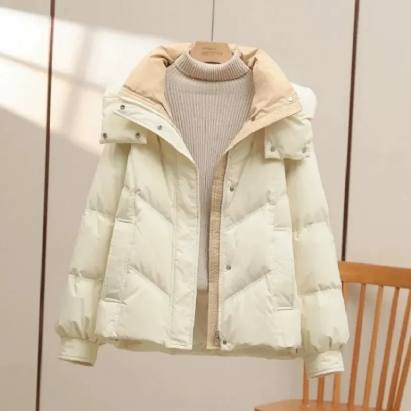 

Women's Short Styles Hooded Cotton Coatjacket Loose-fit Casual Lightweight with Buttons Jacket Fashion Zippers Women Clothing
