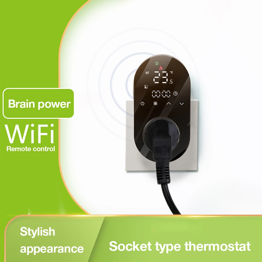 Smart Digital Thermostat Plug Outlet WiFi Temperature Controller Socket 16A Energy Plug APP Remote Control Thermostat For Home