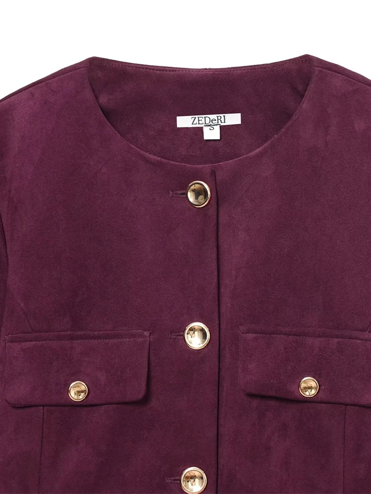 Veste de costume polyvalente et élégante de couleur unie pour femmes, nouvelle mode de style européen avec ceinture et texture velours.