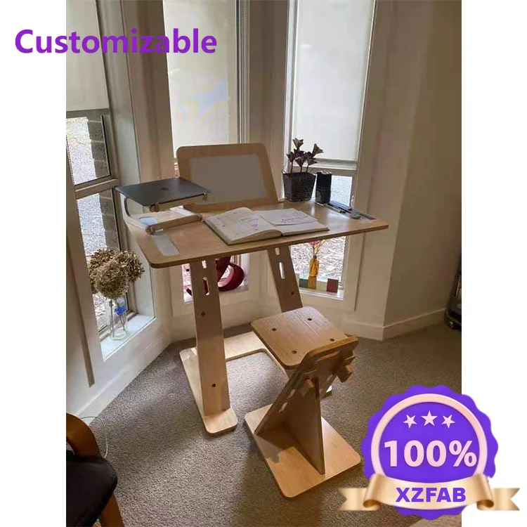 Factory Direct 2026 Children's Plywood Table and Chair Set Lift-Style Student Drawing Board and Desk Chair for Bedroom Learning