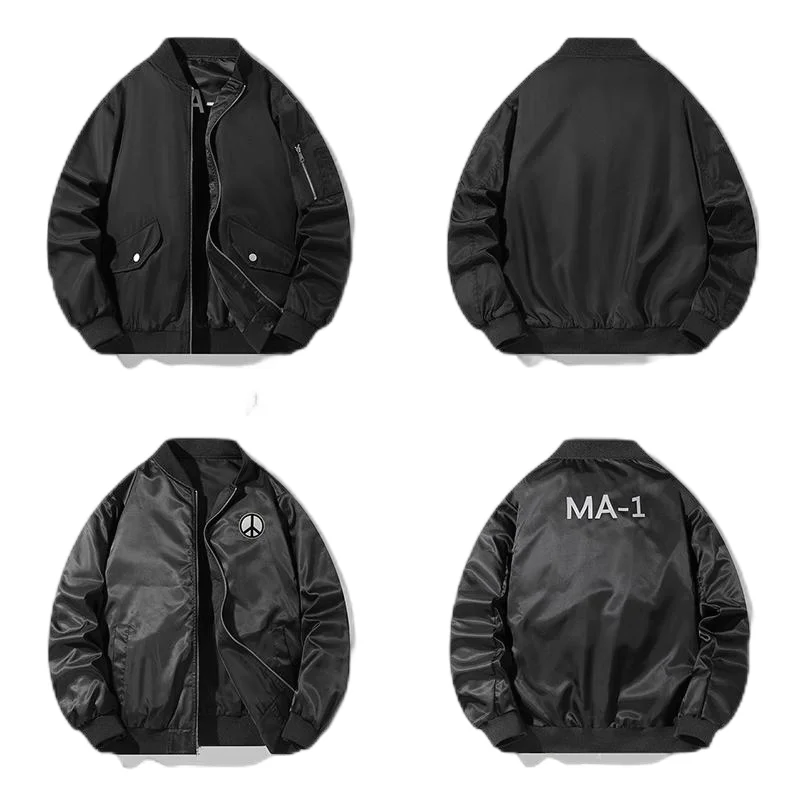 Double sided flight jacket military trend flight jacket black green dual color optional double-sided wearable flight jacket