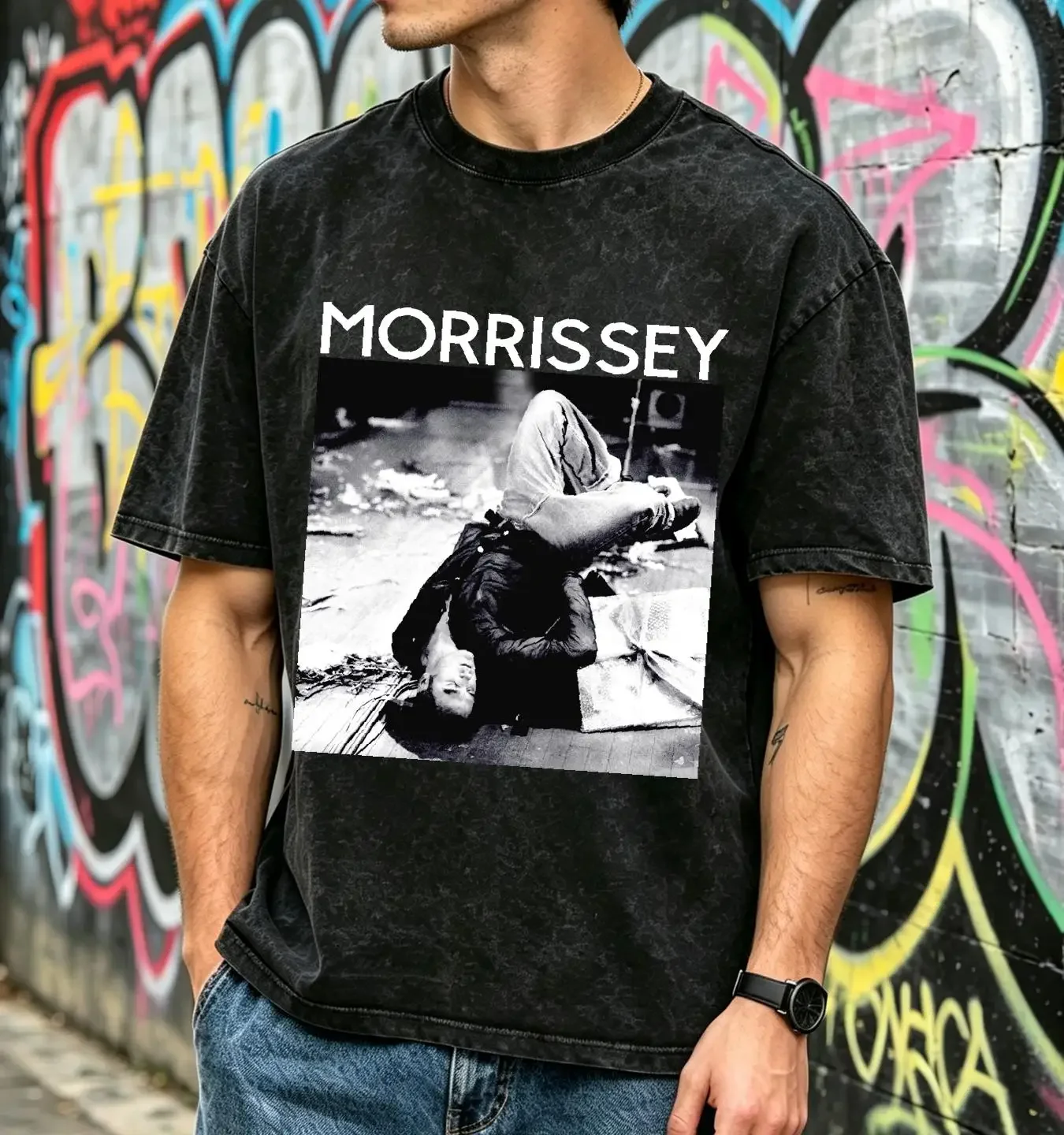 washed T Shirt Official Morrissey Live Scene Sz XXL The Smiths long or short sleeves vintage Washed Top For Everyday Wear