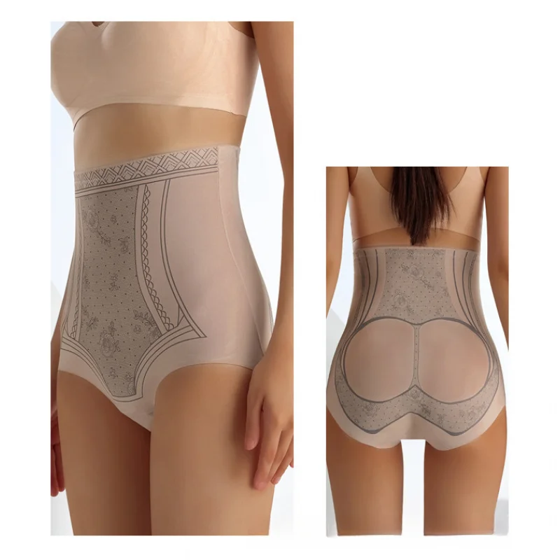 Pantalones moldeadores adelgazantes para mujer, cintura alta, seda helada, moldeador de vientre, moldeador de cuerpo de entrepierna de algodón puro líquido sin costuras