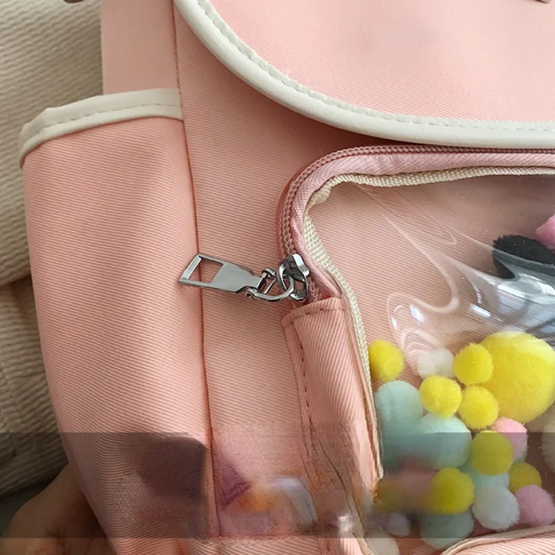 New Cute Backpacks for Teenagr Girls 2024 Kawaii Canvas School Bag Spring High-capacity Preppy Style Rucksack Сумка Bolsos